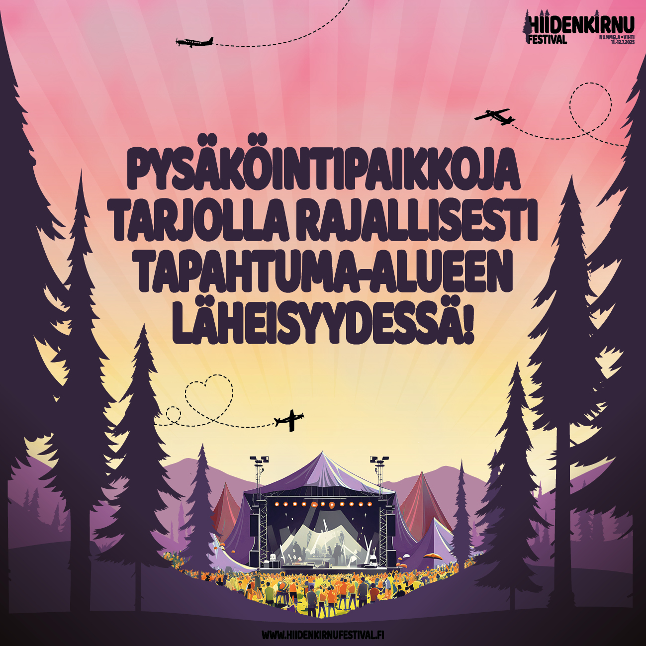 Pysäköintipaikkoja tarjolla rajallisesti tapahtuma-alueen läheisyydessä.