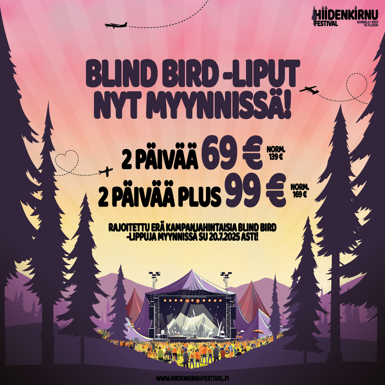 Huippuedulliset BLIND BIRD -liput Hiidenkirnu Festival 2026 -tapahtumaan on avattu myyntiin!